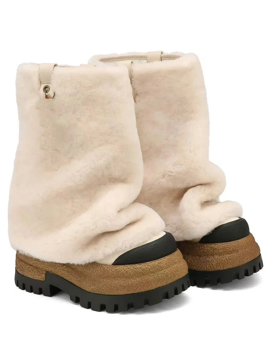 Fjorra | Plush Faux-Fur Winter Slouch Boots with Rugged Outsoles