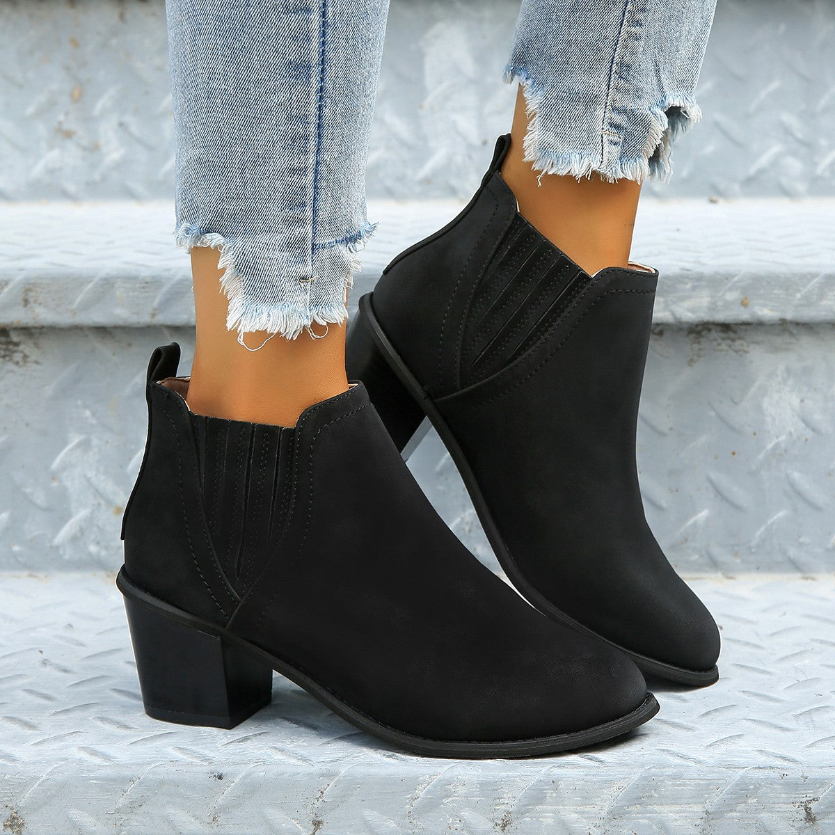 Orthopedic Balance Ankle Boots - Thick Heel Slip-On Comfort