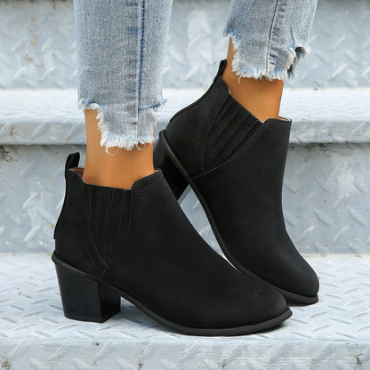Orthopedic Balance Ankle Boots - Thick Heel Slip-On Comfort