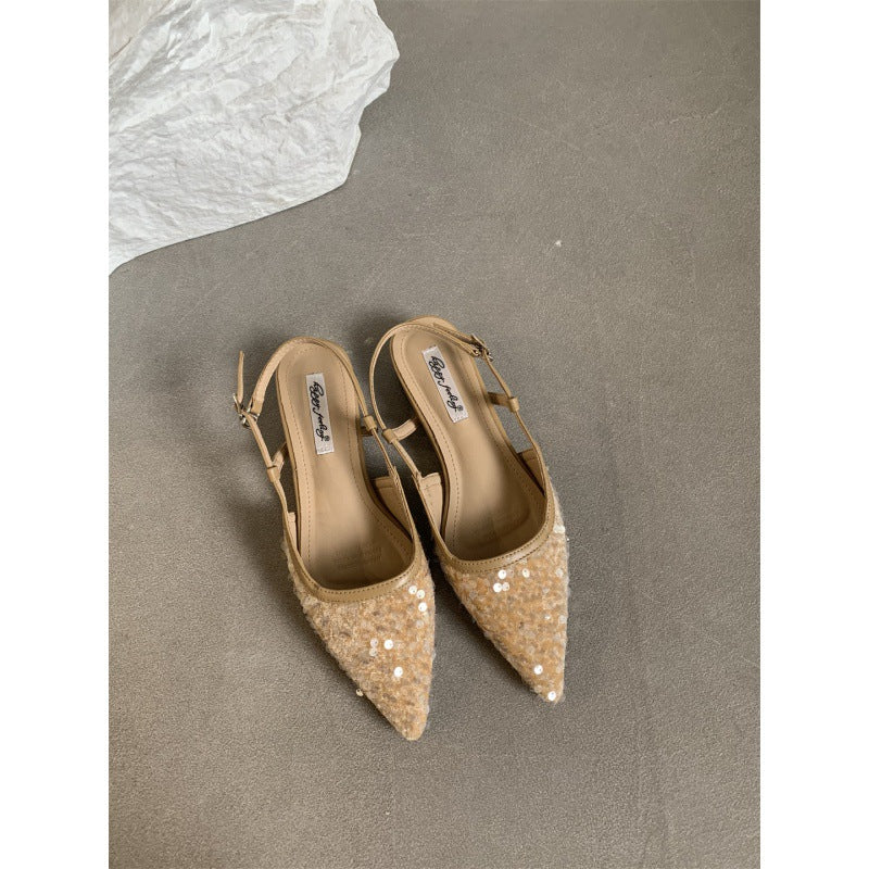 Orthopedic Balance Silver Sequined Pumps - Unique French Style