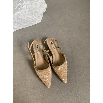 Orthopedic Balance Silver Sequined Pumps - Unique French Style