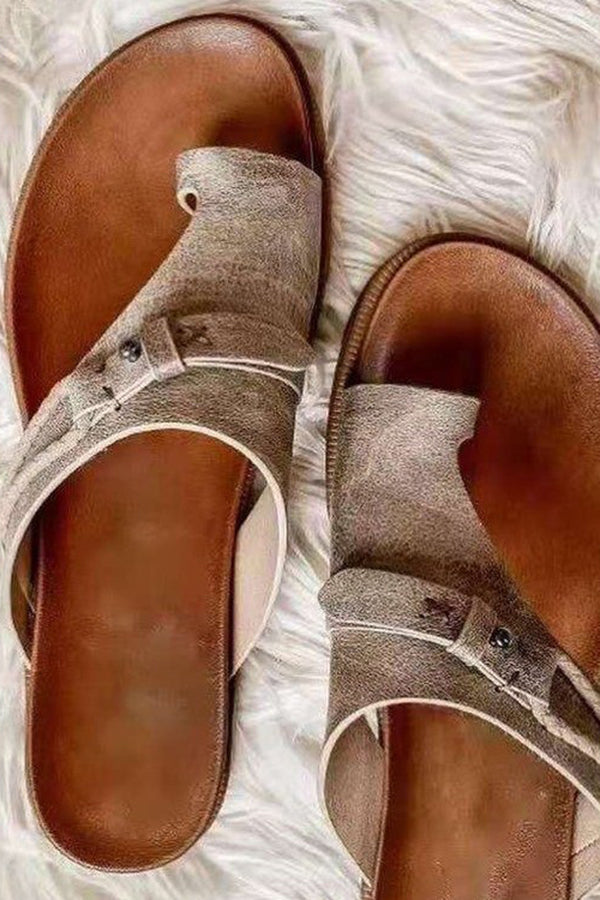 Aria | Orthopedic Leather Slip-On Sandals with Adjustable Strap