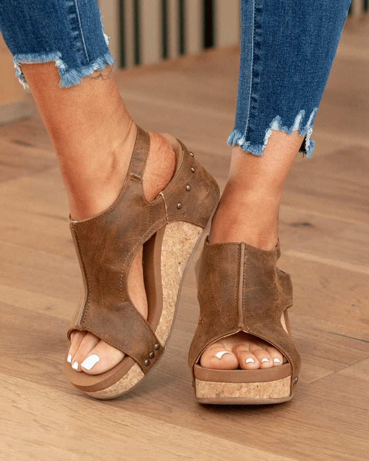 Blake | Open-Toe Wedge Sandals – Zipper Design Comfort