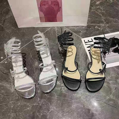 Vespera | Women’s Orthopedic Rhinestone Lace-Up Heeled Sandals