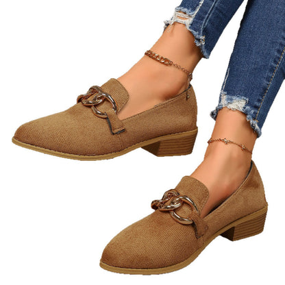 Orthopedic Balance Chunky Heeled Pumps With Elegant Metal Chain