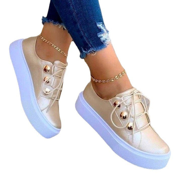 Abby | Lace-up Flats Sneakers Women Rivet Casual Shoes