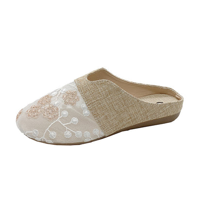 Orthopedic Balance Floral Embroidered Slip-On House Slippers
