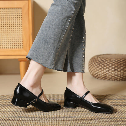 Orthopedic Balance French Low-Cut Pumps - Chunky Heel Comfort