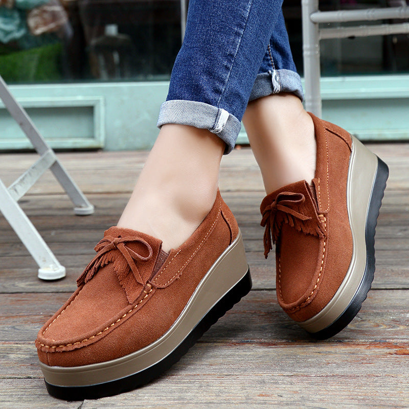 Orthopedic Balance Shoes With Fringe Bow Design - Comfort And Elegance