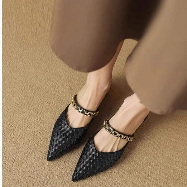 Orthopedic Balance Flat Sandals With Low Heels And Chains - Unique Elegance