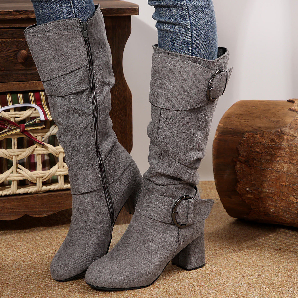 Orthopedic Balance Beltbuckle Boots - Chunky Heel Comfort