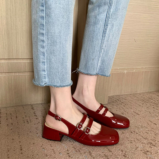 Orthopedic Balance | Glossy Mary Jane Strap Flats