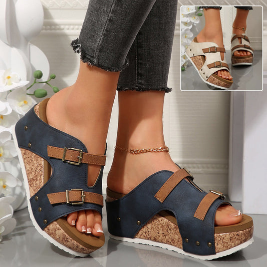 Orthopedic Balance Ins Buckle Chunky Heel Sandals - Unique Summer Elegance