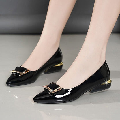 Orthopedic Balance Soft Leather Pumps With Chunky Heel