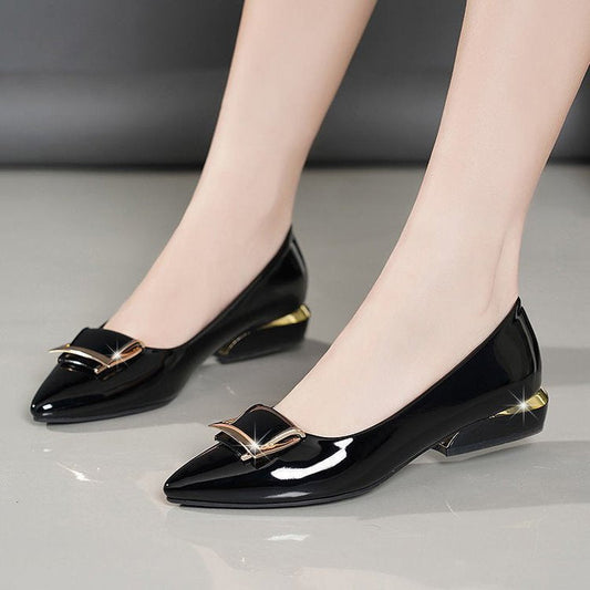 Orthopedic Balance Soft Leather Pumps With Chunky Heel