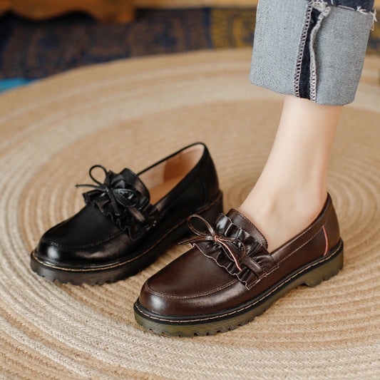 Orthopedic Balance Leather Loafers - Chunky Heel Comfort