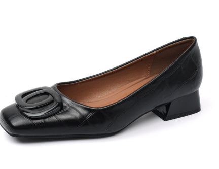 Orthopedic Balance Leather Pumps - Square Toe Low Heel