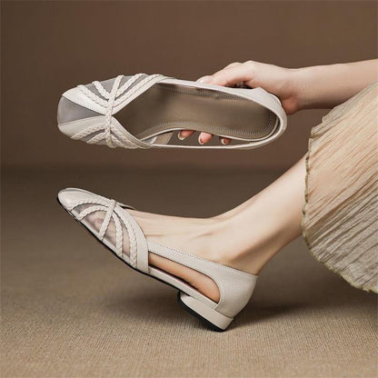 Orthopedic Balance Pointed Toe Woven Slingback Flat Sandals