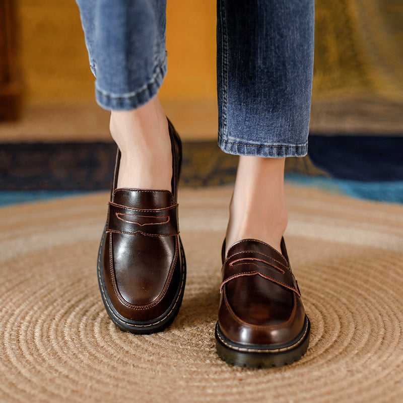 Orthopedic Balance Leather Loafers - Round Toe Low Heel