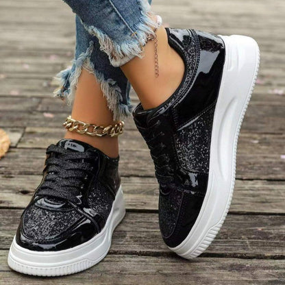 Orthopedic Balance Unique Sequined Lace-Up Flat Shoes