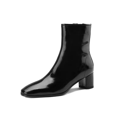 Celeste | Fur-Lined Side-Zip Leather Block Heel Boots