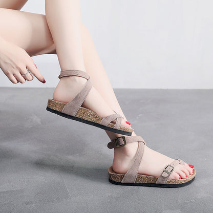 Orthopedic Balance Criss-Cross Ankle Strap Flat Sandals