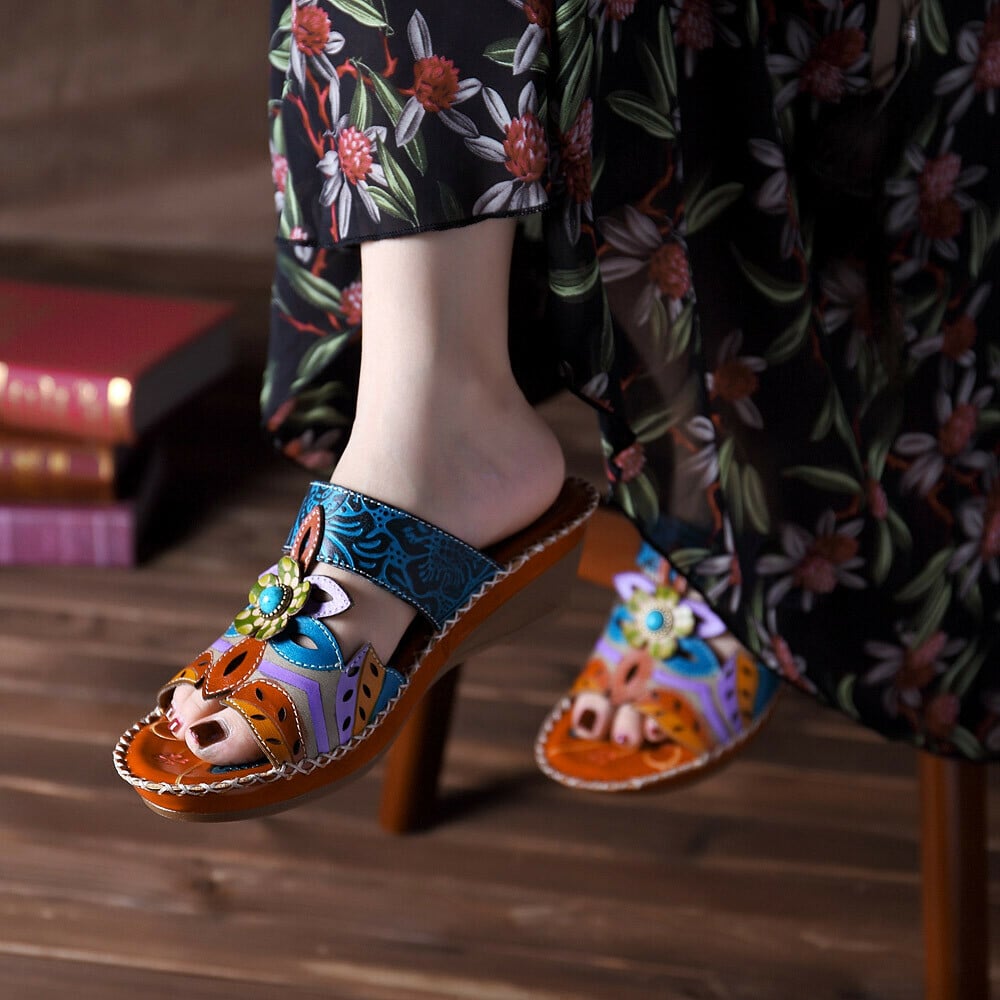 Ivory | Women’s Handcrafted Orthopedic Floral Slip-On Sandals
