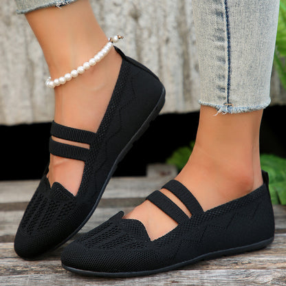 Orthopedic Balance Women’s Knit Mary Jane Flats – Breathable Lightweight Comfort Shoes