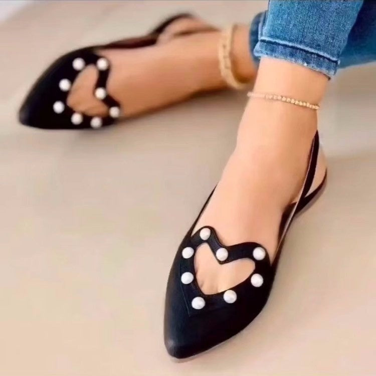 Orthopedic Balance Flat Heel Sandals With Pearls - Unique And Elegant