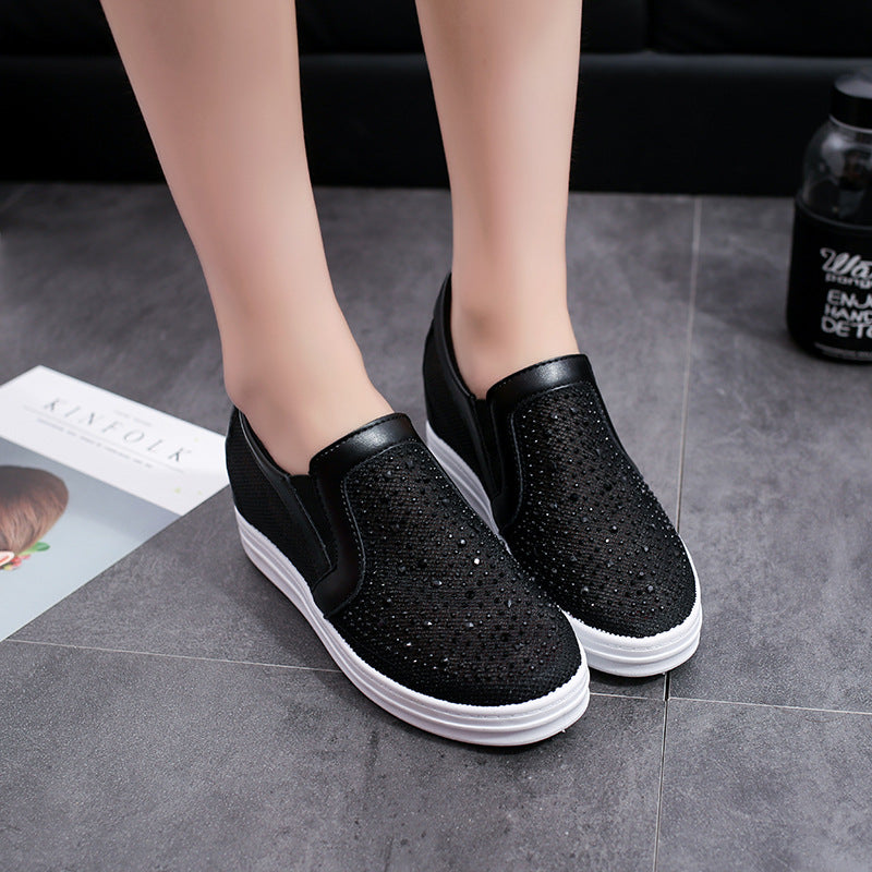 Orthopedic Rhinestone Mesh Slip-On Shoes – Breathable Platform Comfort Sneakers