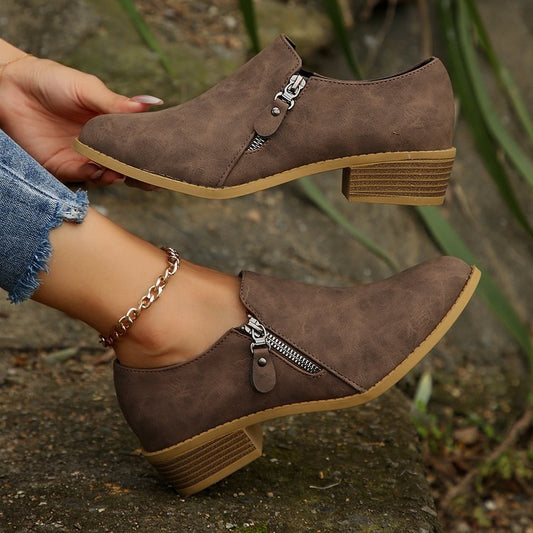 Orthopedic Balance Plus Size Side Zipper Square Heel Boots