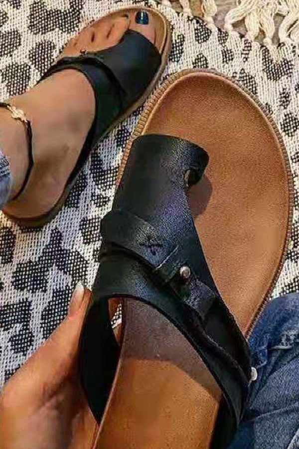 Aria | Orthopedic Leather Slip-On Sandals with Adjustable Strap