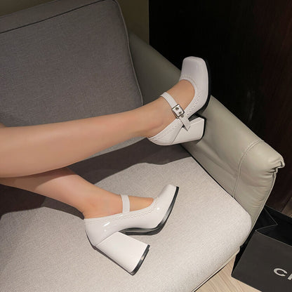 Orthopedic Mary Jane Block Heels – Comfortable Strap Dress Shoes