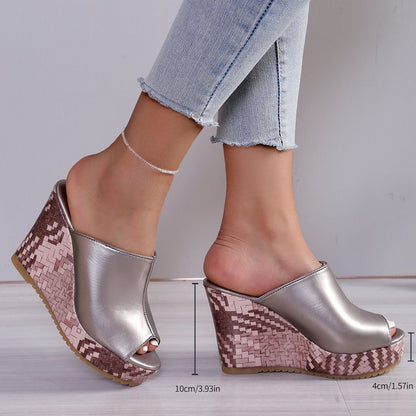Orthopedic Balance Peep Toe Platform Wedge Mule Sandals