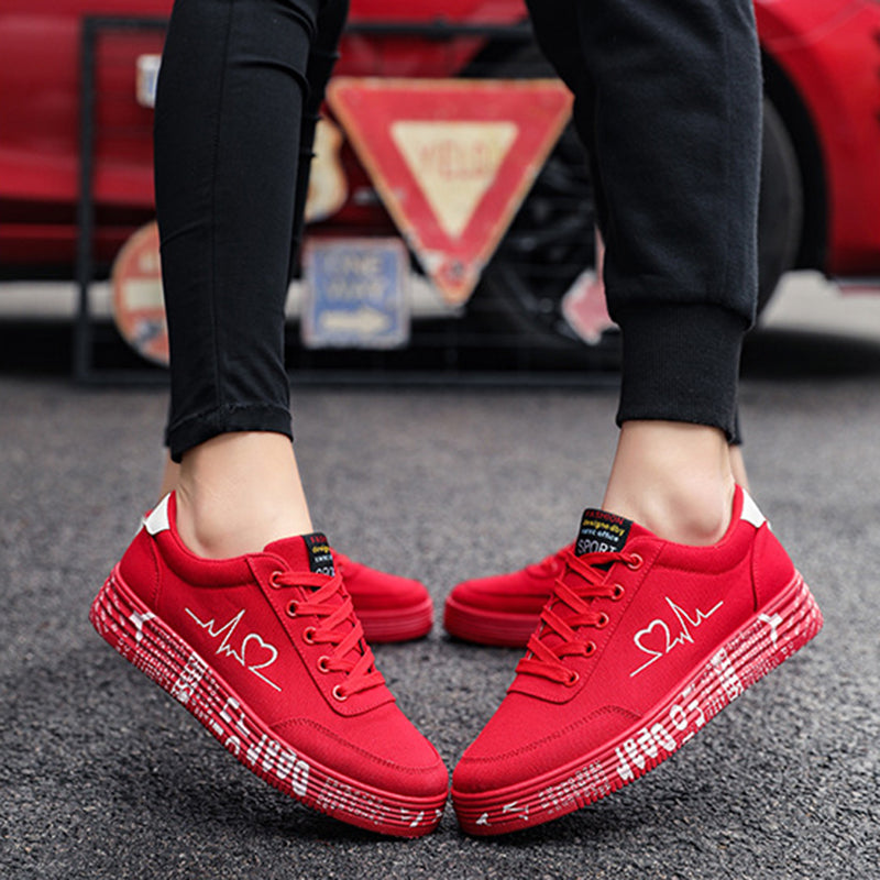 Orthopedic Balance Love Print Canvas Shoes For Couples - Unique And Trendy