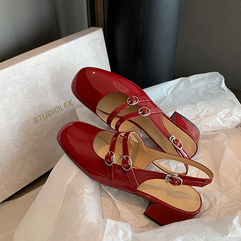 Orthopedic Balance | Glossy Mary Jane Strap Flats