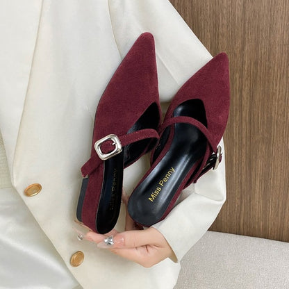 Orthopedic Balance | Pointed Toe Buckle Strap Slingback Flats