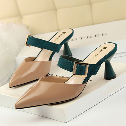 Anais | Women’s Orthopedic Pointed Toe Buckle Slingback Mule Pumps