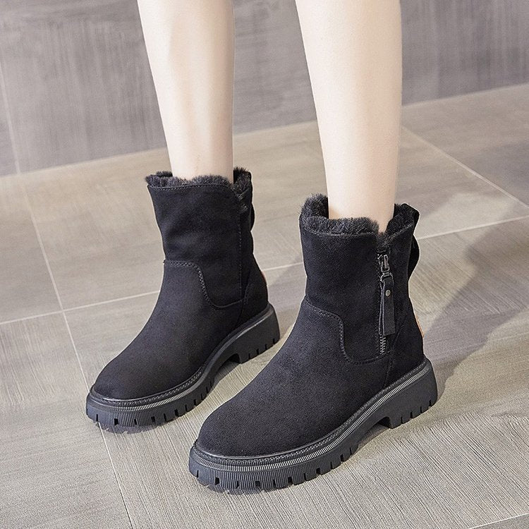 Renee | Side-Zip Fur Suede Chunky Winter Boots