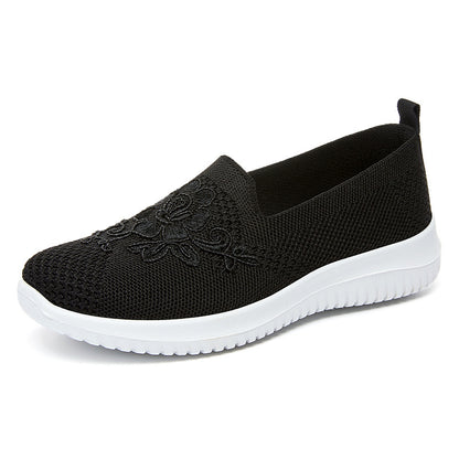 Orthopedic Embroidered Slip-On Sneakers – Lightweight Breathable Comfort Walking Shoes