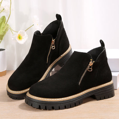 Orthopedic Balance Suede Ankle Boots - Side Zipper Comfort