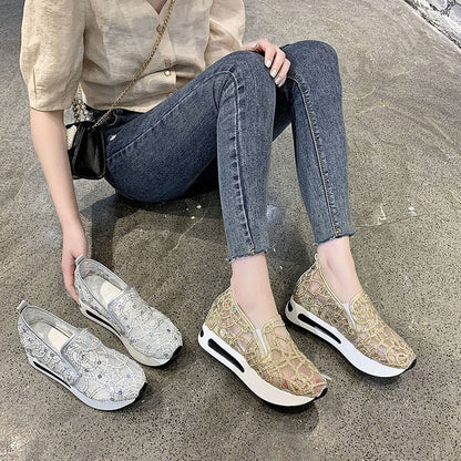 Orthopedic Lace Platform Slip-On Shoes – Breathable Elegant Comfort Sneakers