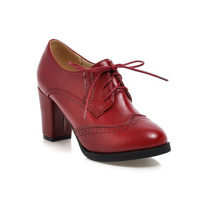 Orthopedic Balance Vintage Lace-Up Block Heel Oxford Pumps