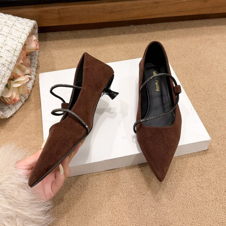 Orthopedic Balance | Pointed Toe Strap Block Heel Pumps
