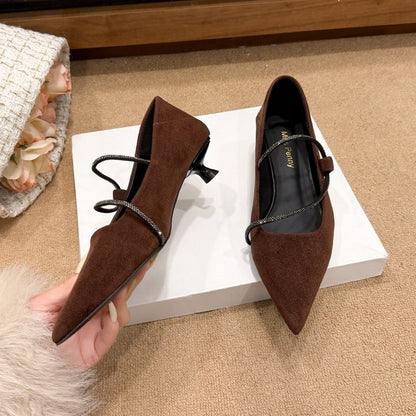 Orthopedic Balance | Pointed Toe Strap Block Heel Pumps