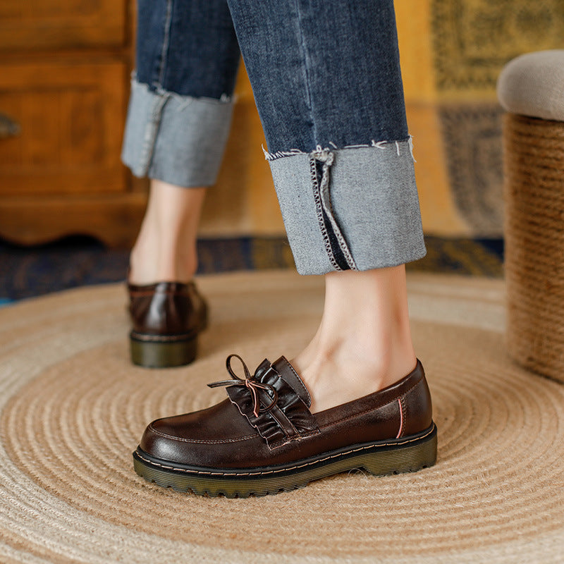 Orthopedic Balance Leather Loafers - Chunky Heel Comfort