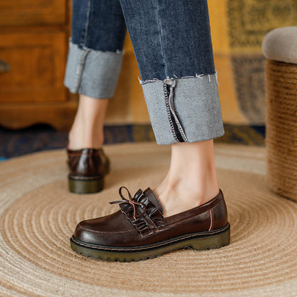 Orthopedic Balance Leather Loafers - Chunky Heel Comfort