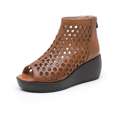 Alex | Women’s Perforated Peep-Toe Wedge Shoes