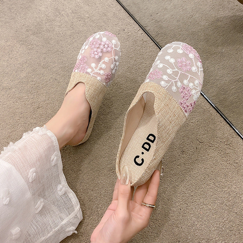 Orthopedic Balance Floral Embroidered Slip-On House Slippers