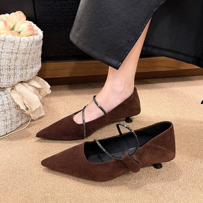 Orthopedic Balance | Pointed Toe Strap Block Heel Pumps